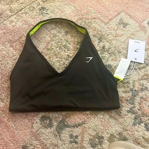 Gymshark reversible halterneck sports bra (black & neon yellow). Size small.